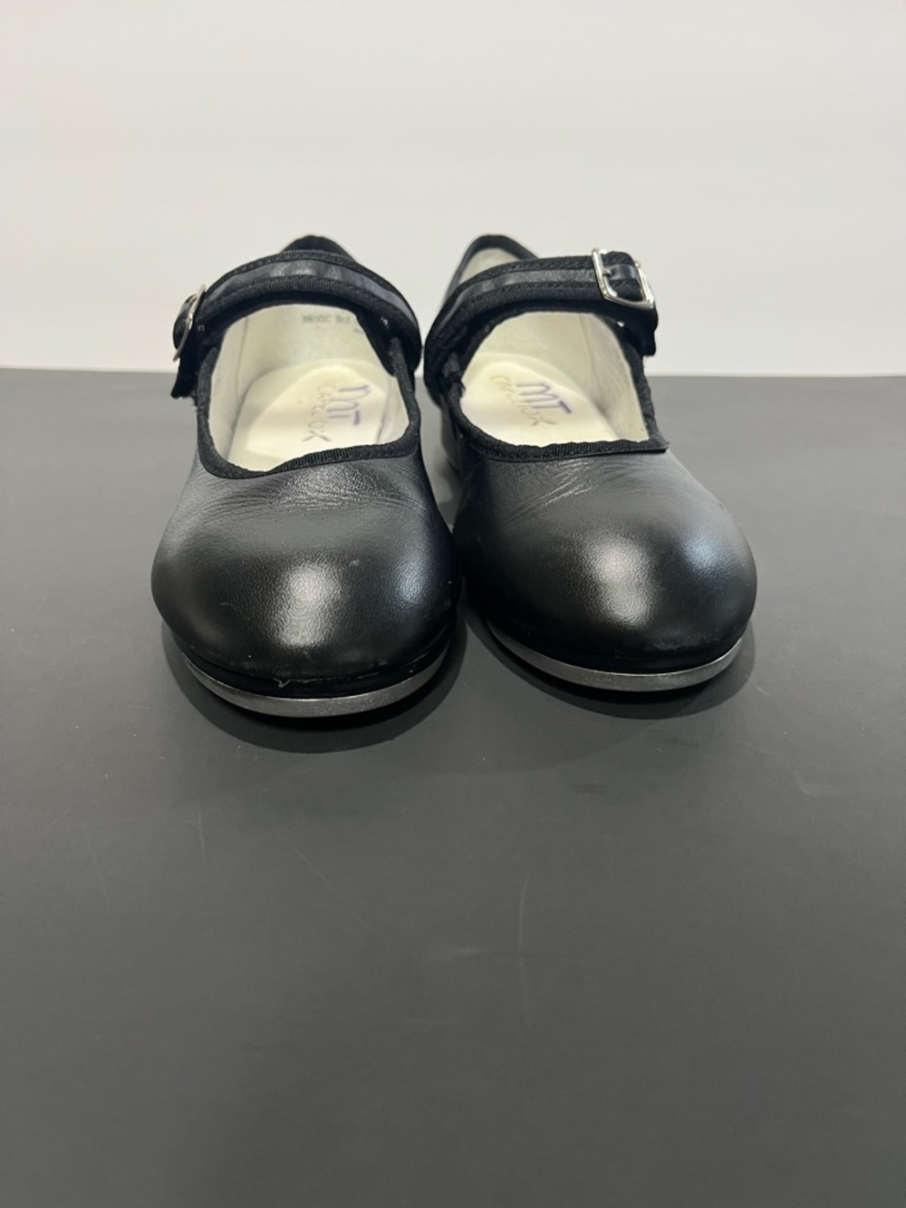 Capezio Flat Black Leather Mary Jane Adjustable Little Girls Wide Tap Dance Shoe - Picture 5 of 10